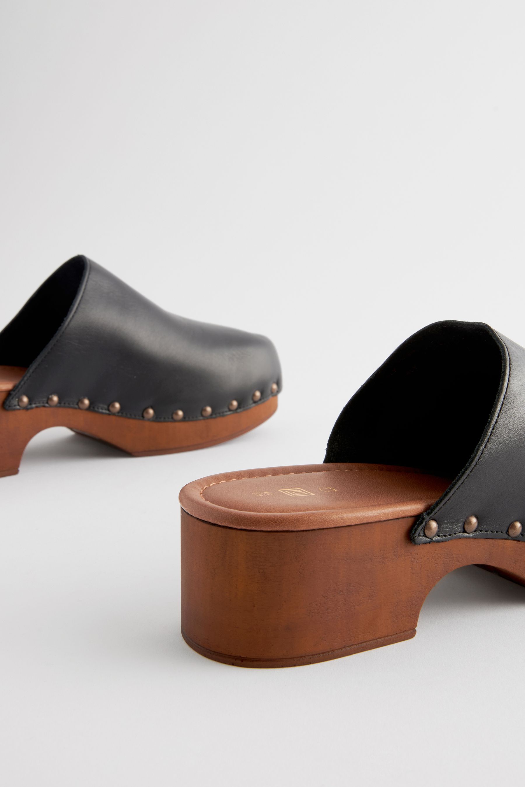 Black Closed Toe Clog Mules