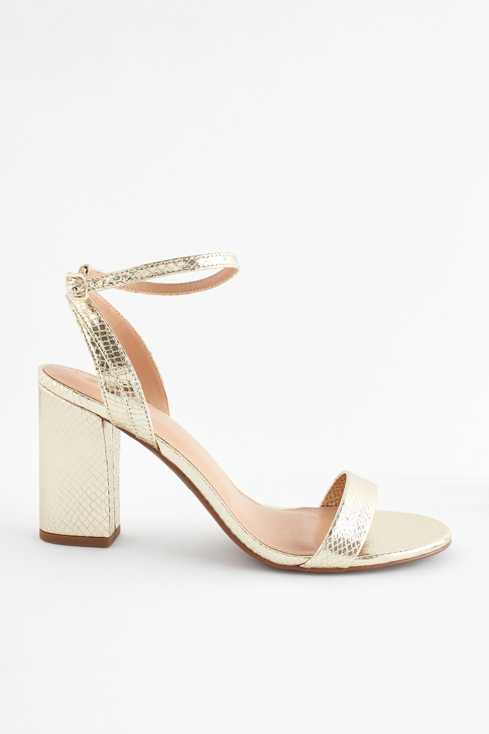 Gold Extra Wide Fit Forever Comfort® Block Heel Sandals - Image 4 of 8