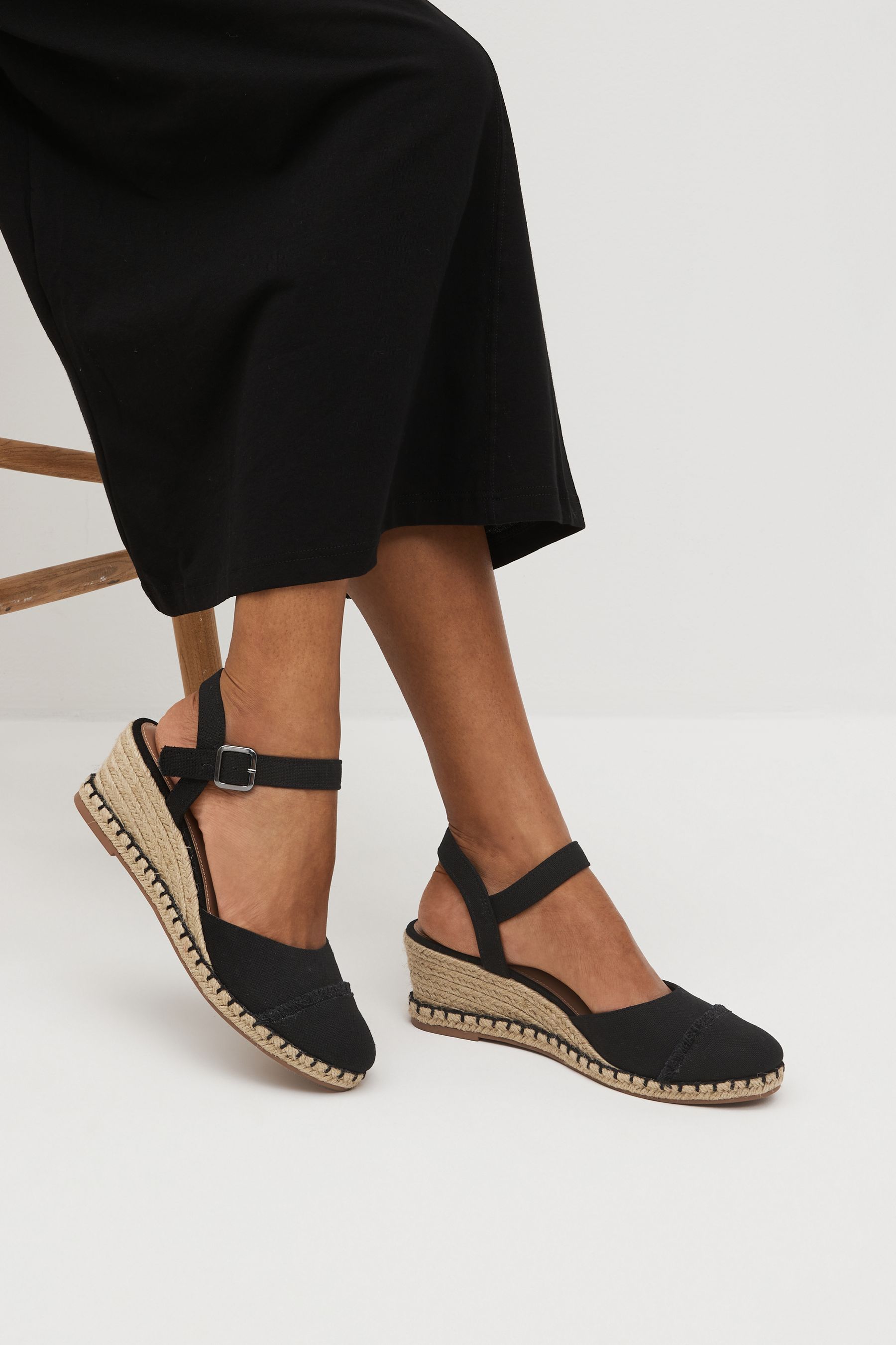 Buy Black Extra Wide Fit Forever Comfort Toe Cap Closed Toe Wedges from Next USA