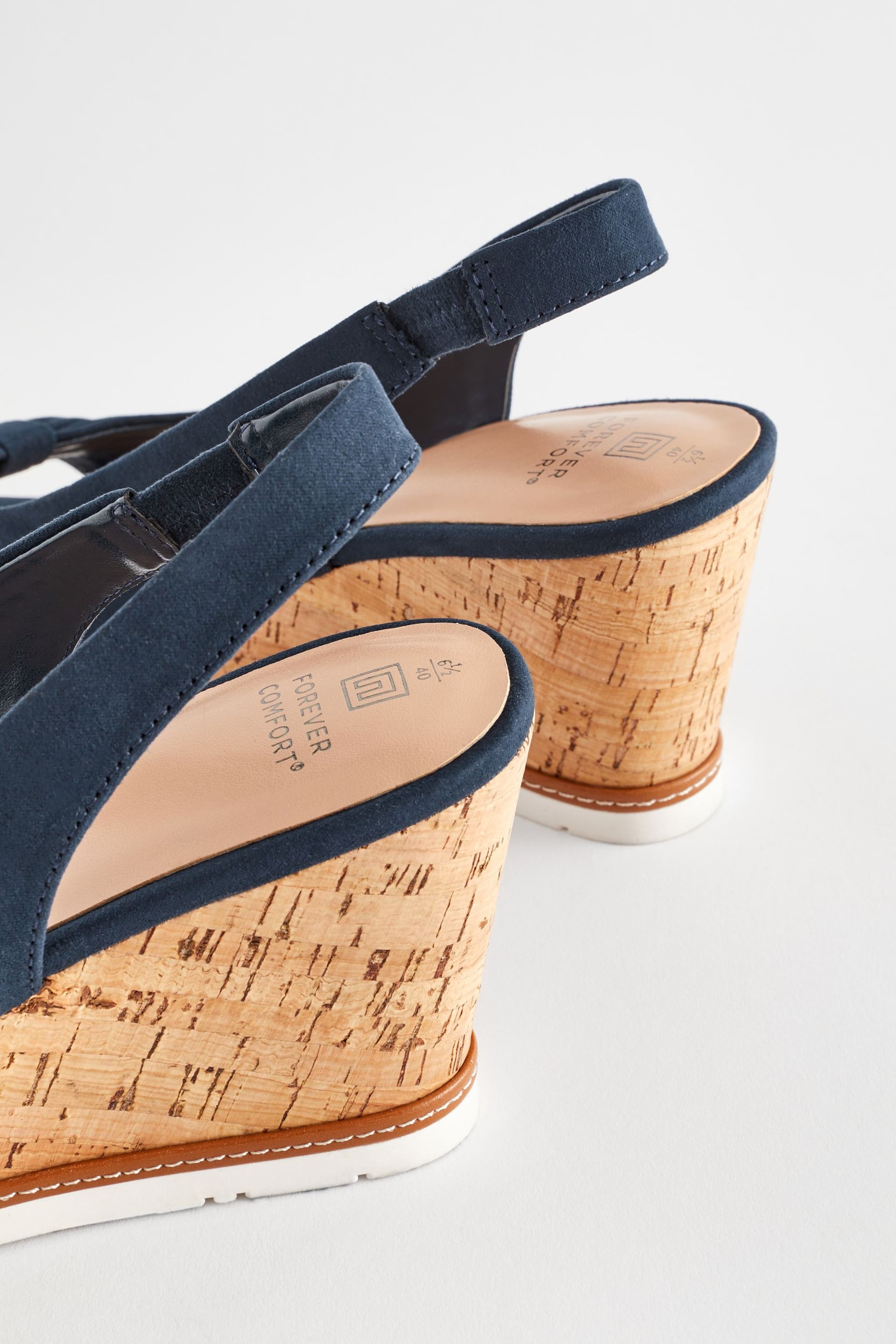 Navy Extra Wide Fit Forever Comfort® Bow Cork Wedges - Image 5 of 8