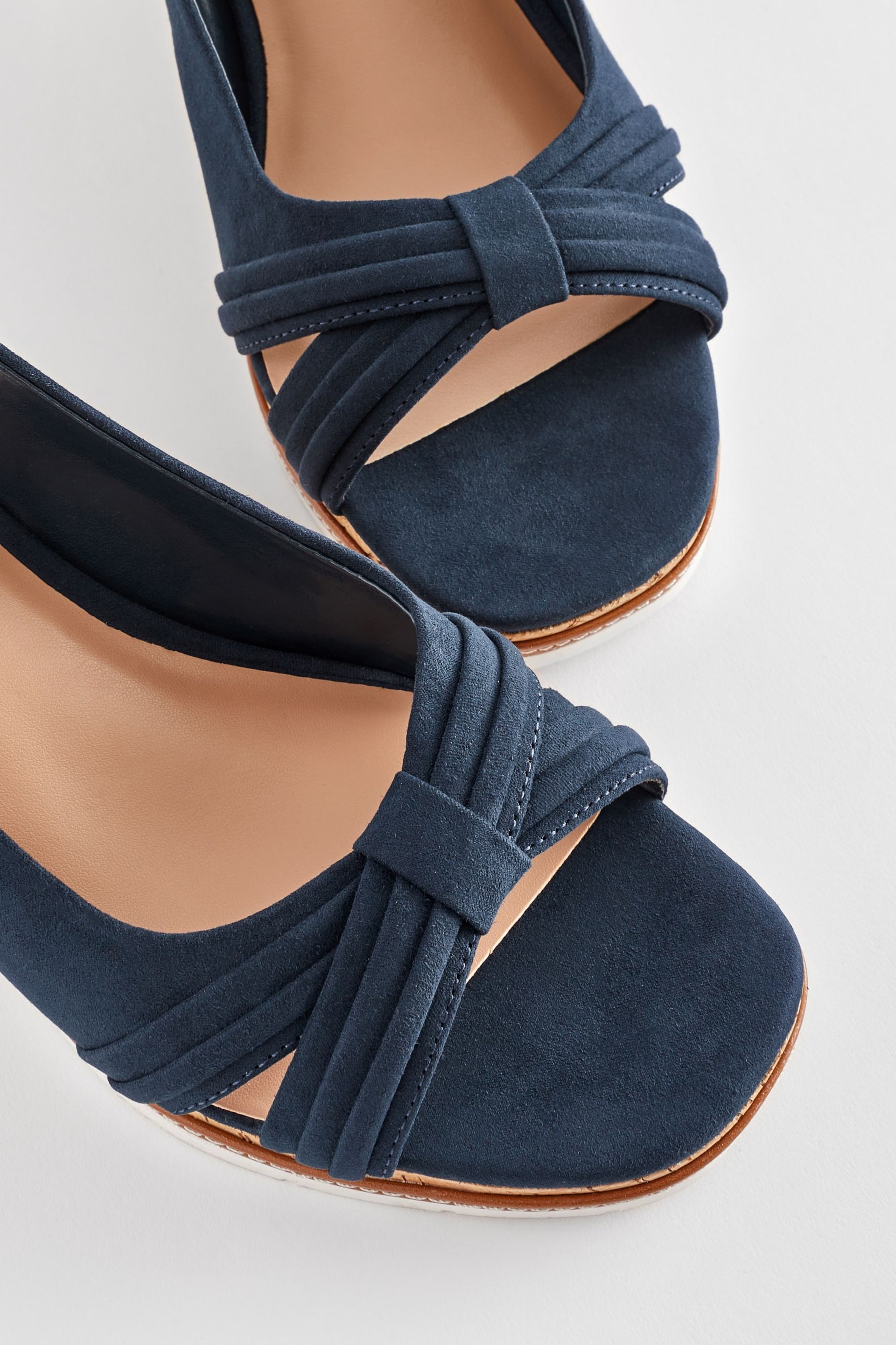 Navy Extra Wide Fit Forever Comfort® Bow Cork Wedges - Image 7 of 8