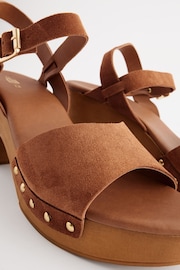 Tan Brown Clog Heeled Sandals - Image 5 of 6