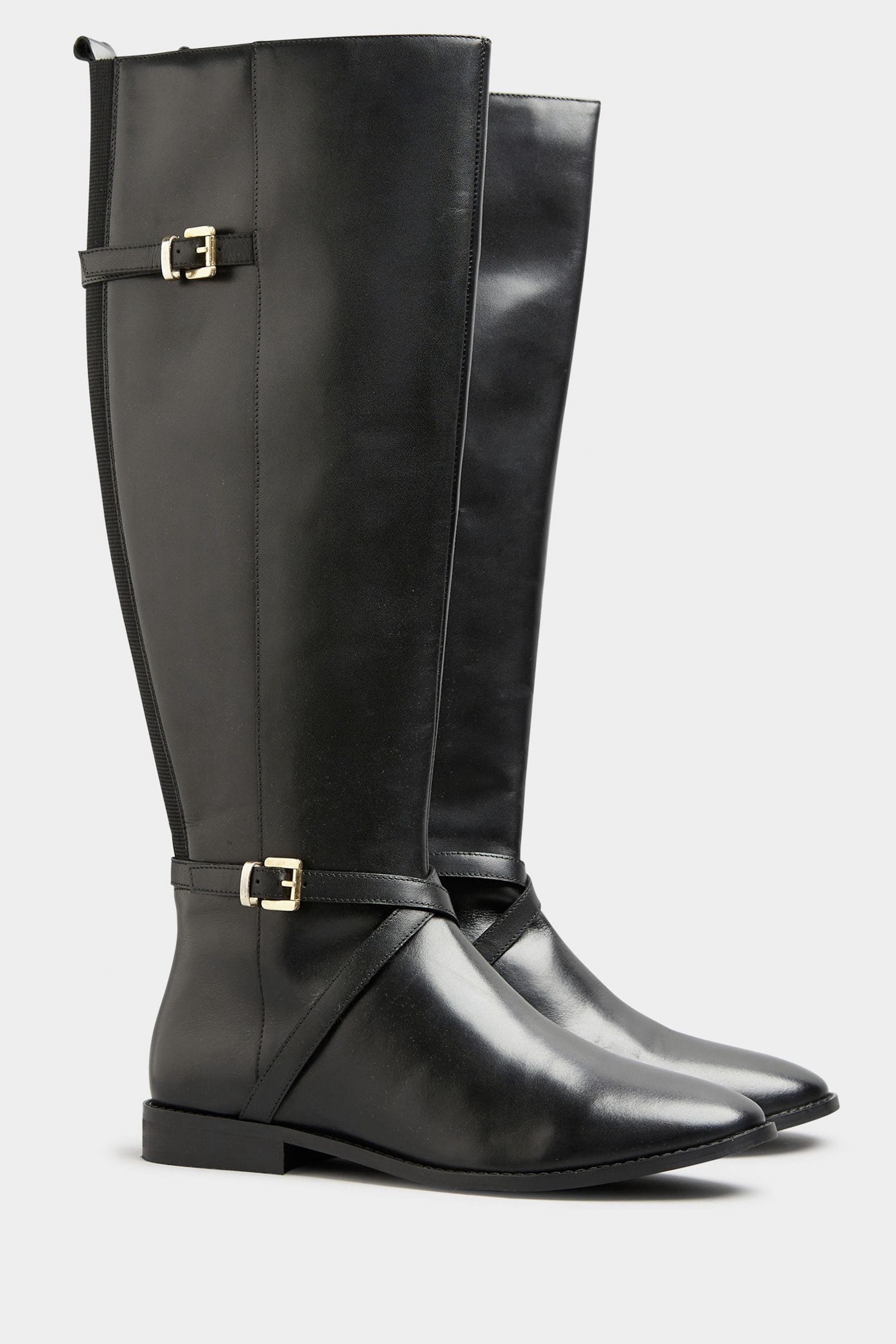 Long Tall Sally Black Leather Riding Boots