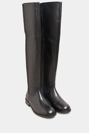 Long Tall Sally Black Stretch Over The Knee Leather Boots - Image 3 of 5