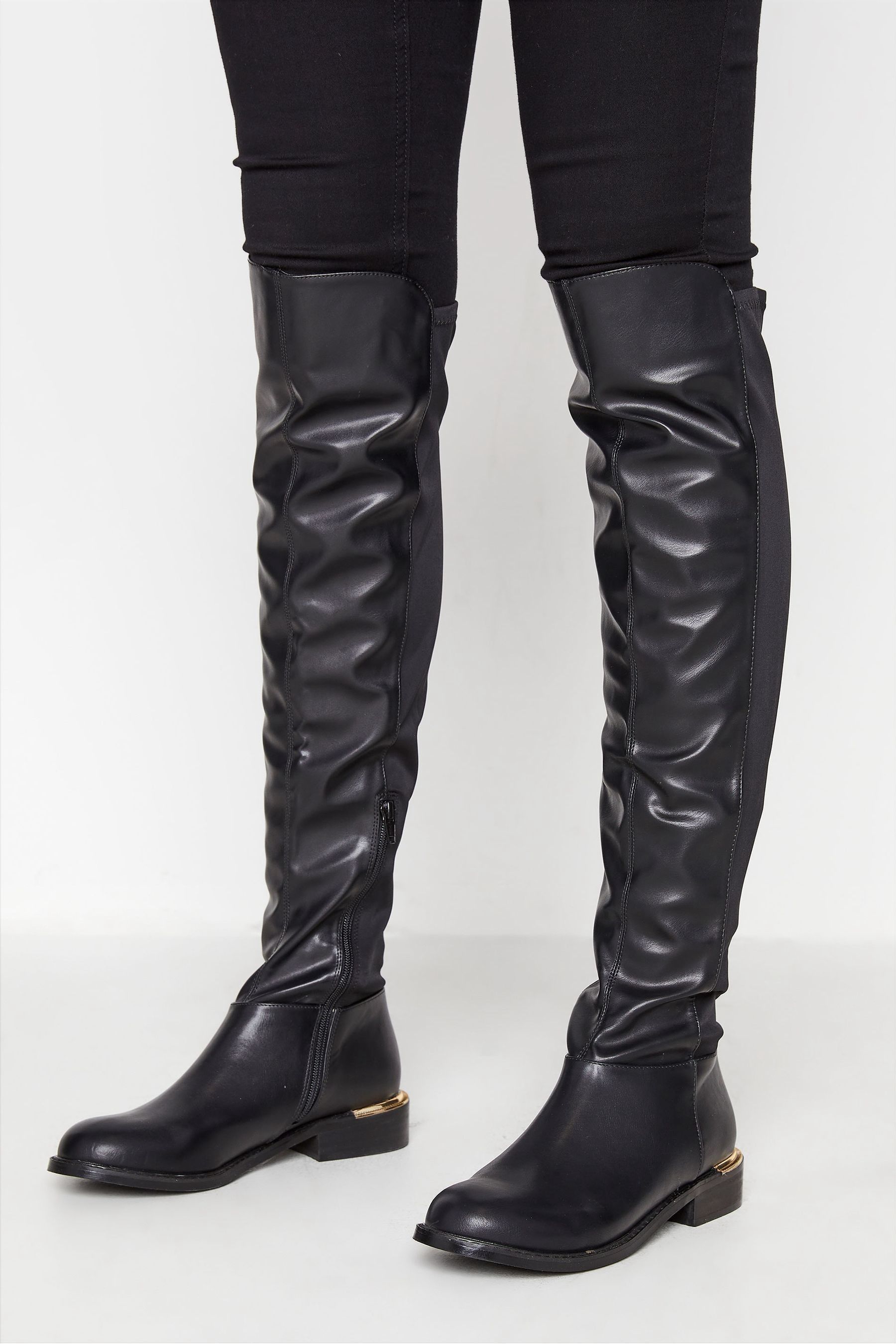Tall black stretch boots hotsell