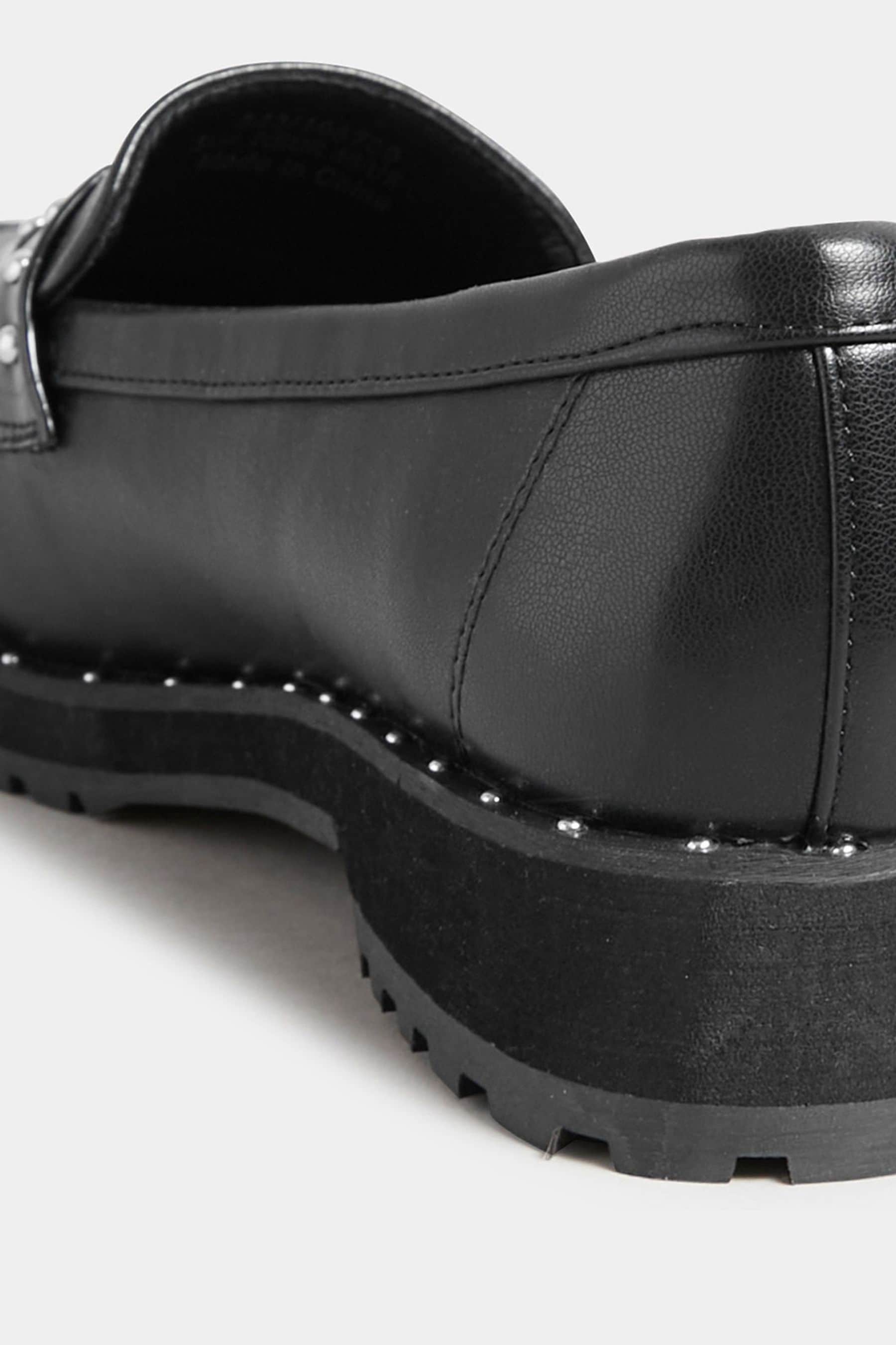 Black studded loafers womens online