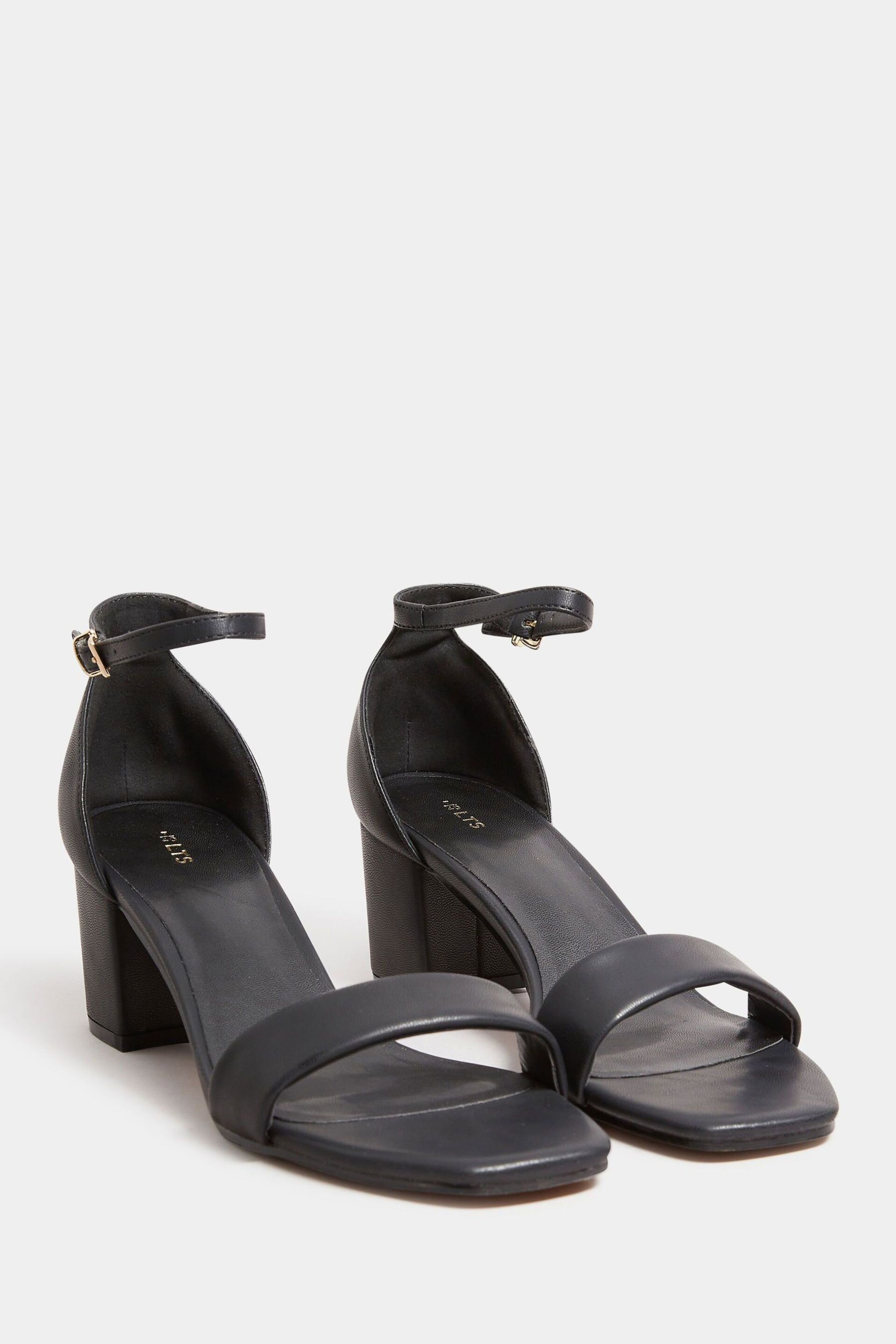 Long Tall Sally Black PU Block Heel Sandals - Image 3 of 5