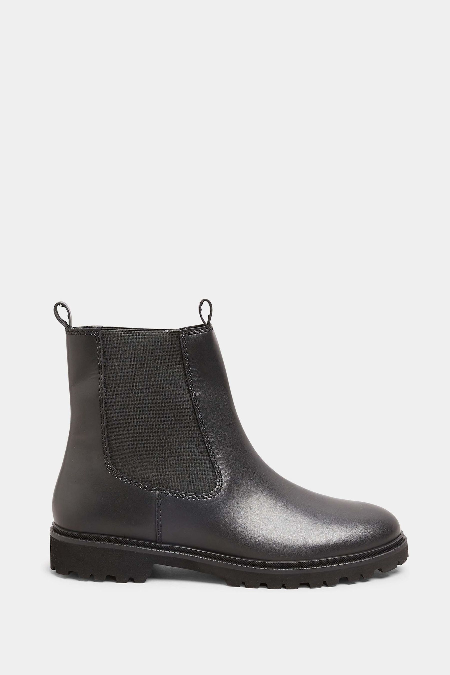 Buy Long Tall Sally Black Leather Cleated Chelsea Boots from Next Luxembourg
