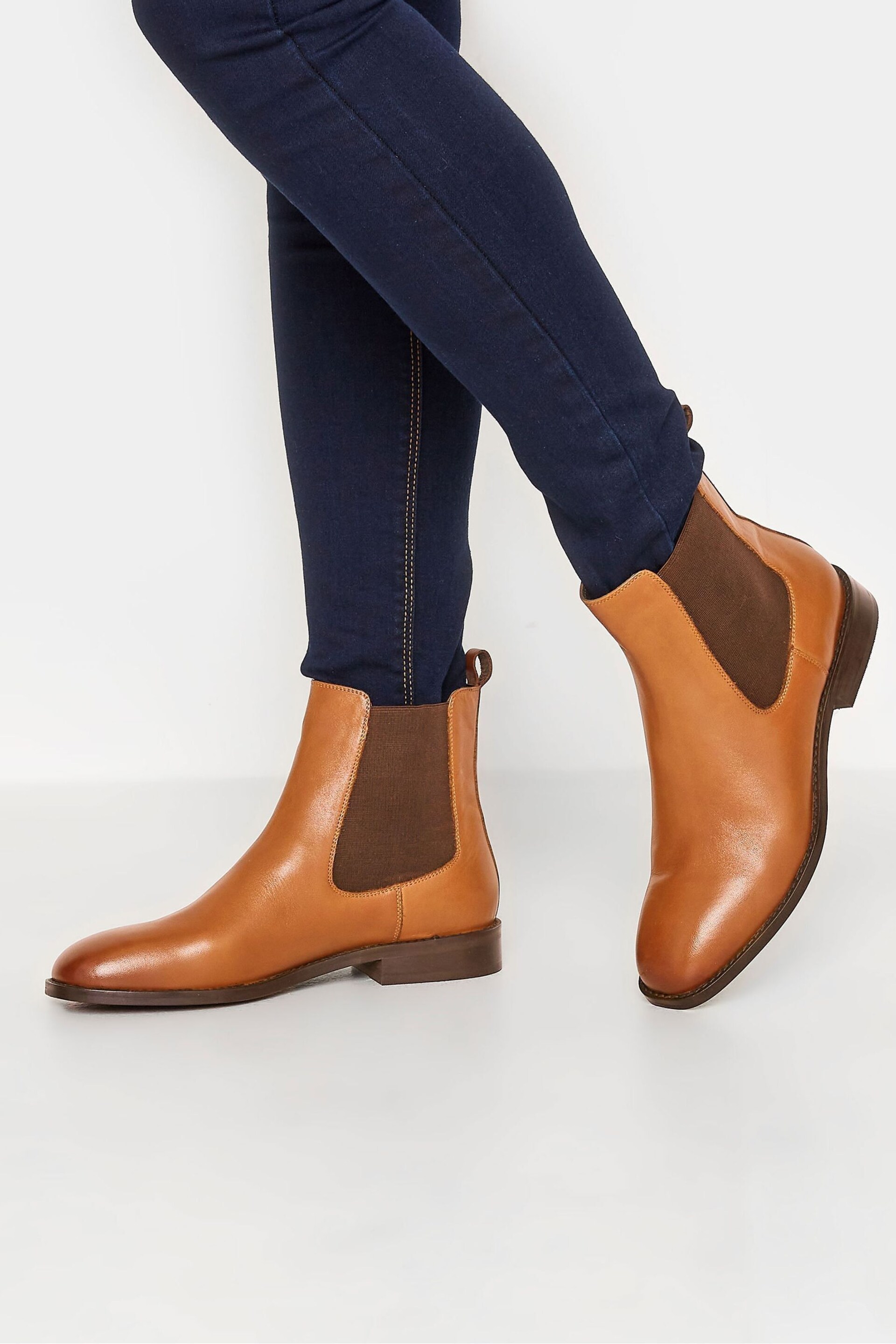 Long Tall Sally Brown Leather Chelsea Boots - Image 5 of 5