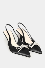 Long Tall Sally Black Sliver Slingback Kitten Heel Court Shoes - Image 2 of 3