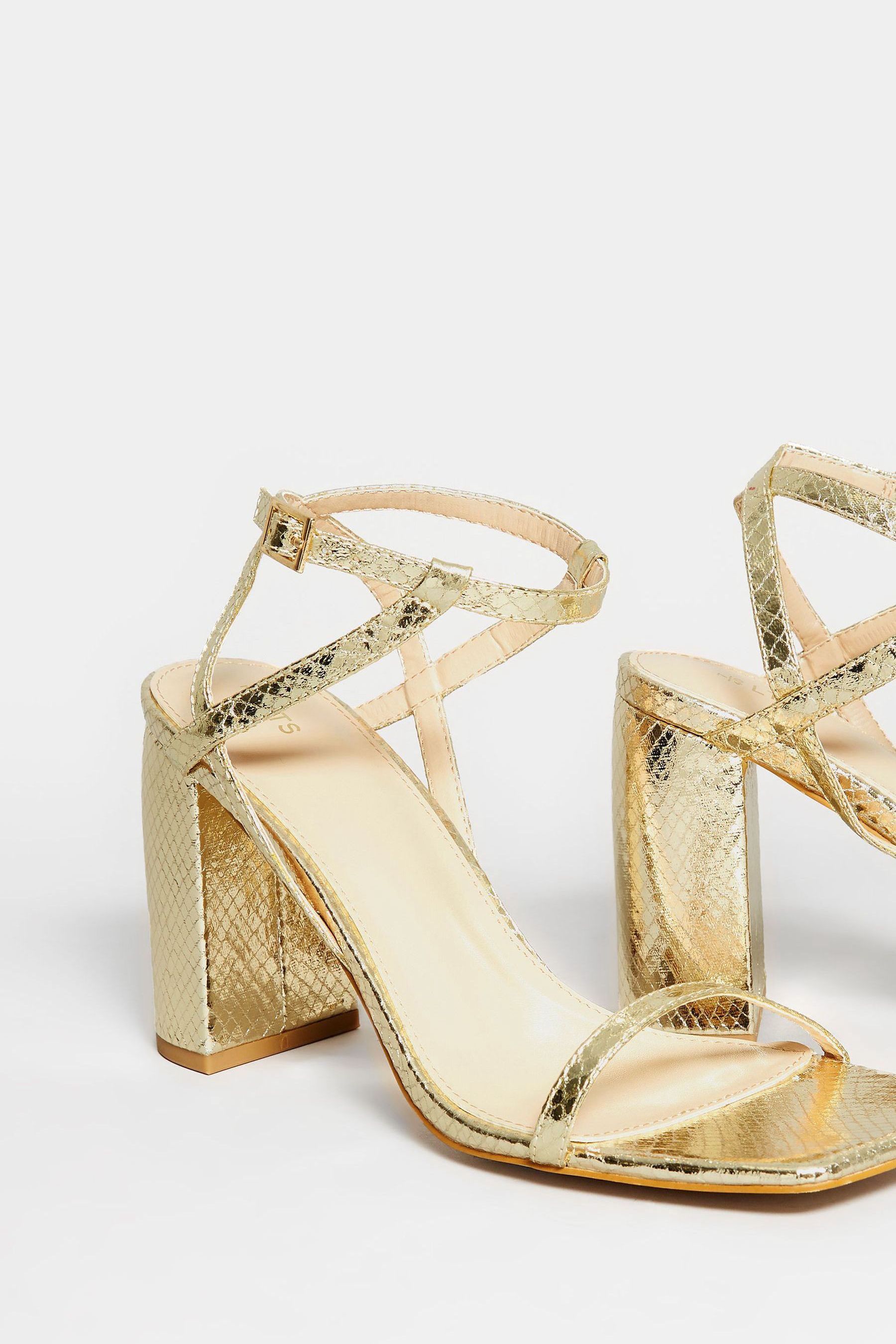 Gold block heels shop