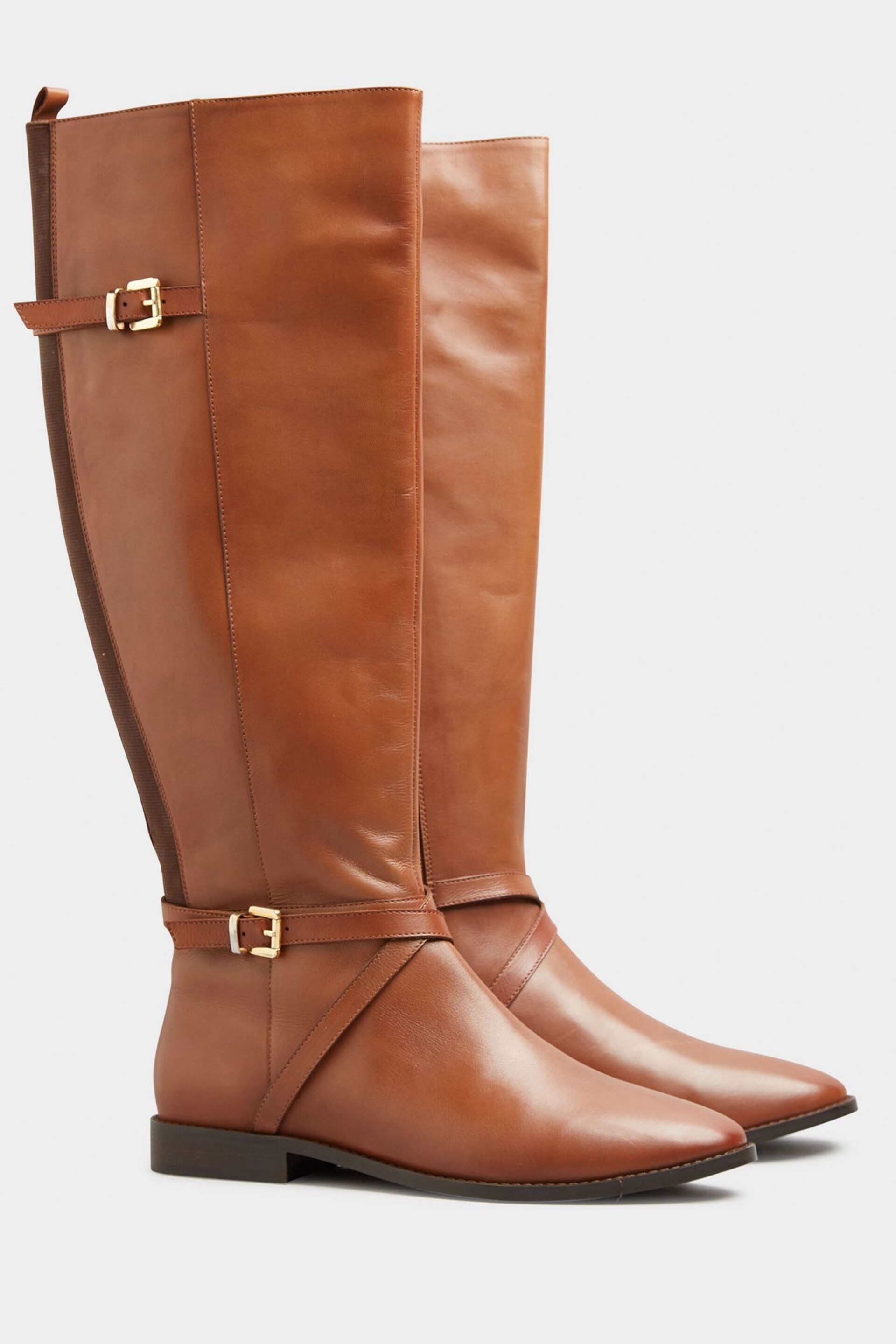 Long Tall Sally Brown Leather Riding Boots - Image 4 of 5