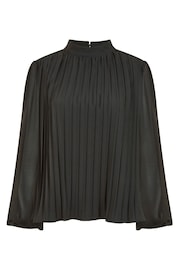 Mela Black Pleated Long Sleeve Top With High Neck - Image 4 of 4