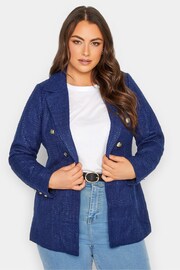 Yours Curve Blue Boucle Blazer - Image 1 of 4