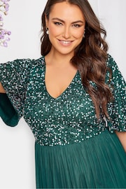 Yours Curve Green Luxe Embellished Angel Sleeve Maxi Dress - Image 4 of 5