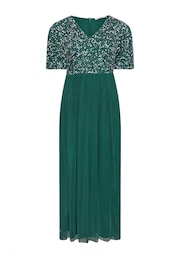 Yours Curve Green Luxe Embellished Angel Sleeve Maxi Dress - Image 5 of 5