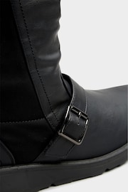 Yours Curve Black Extra Wide Fit Low Wedge Buckle Boots - Image 4 of 4