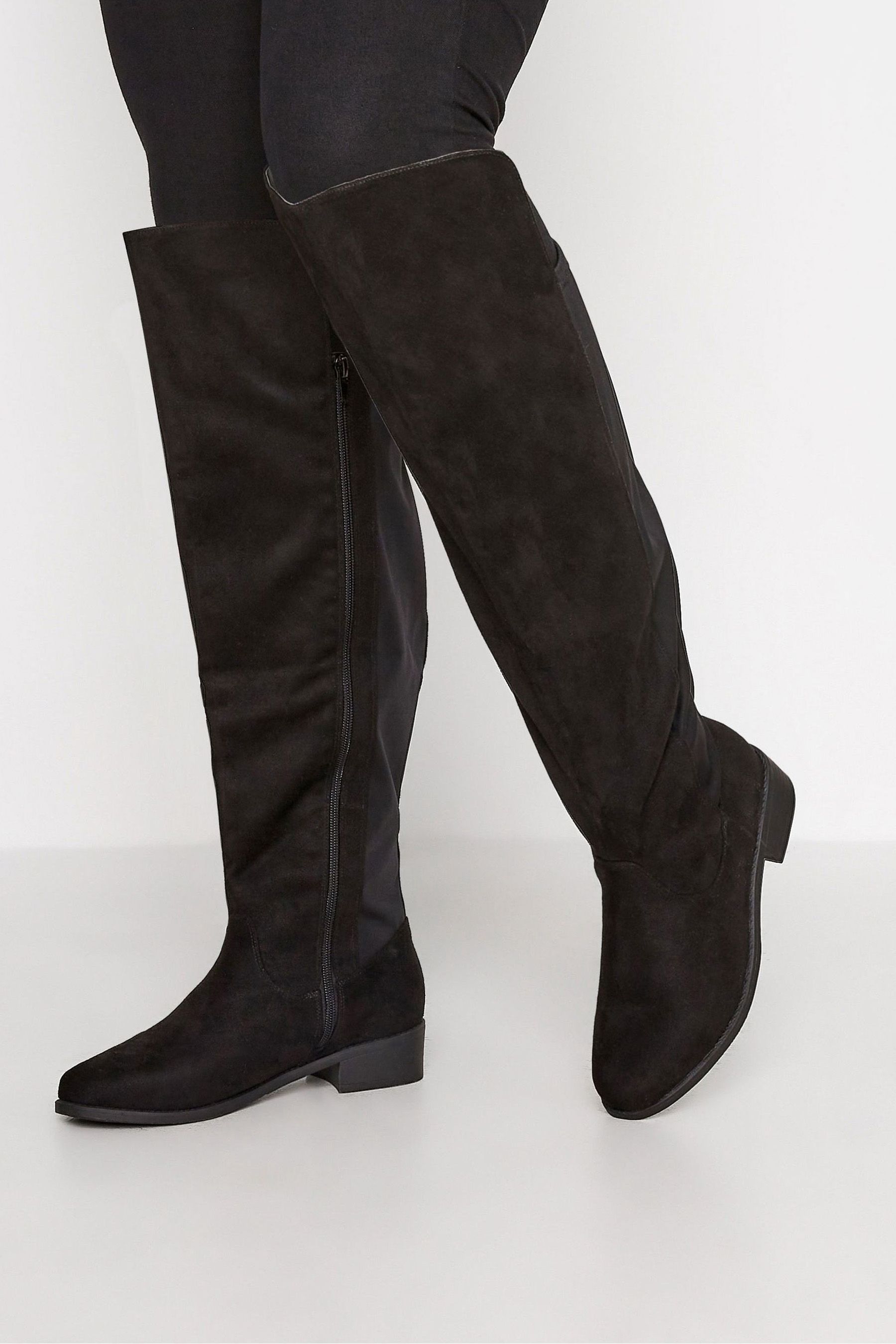 Buy Yours Curve Black Wide Fit Stretch Over The Knee Boots from Next Luxembourg