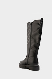 Yours Curve Black Wide Fit Elastic Knee Cleated Boots - Image 4 of 4