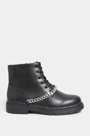 Yours Curve Black Extra-Wide Fit Chunky Chain Lace-Up Boots - Image 1 of 4