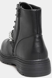 Yours Curve Black Extra-Wide Fit Chunky Chain Lace-Up Boots - Image 2 of 4