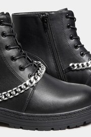 Yours Curve Black Extra-Wide Fit Chunky Chain Lace-Up Boots - Image 4 of 4