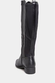 Yours Curve Black Wide Fit Wide Fit Stretch Knee PU Boot - Image 3 of 4