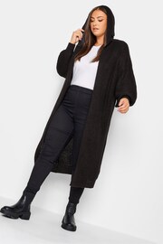 Yours Curve Black Hooded Longline Cardigan - Image 1 of 4