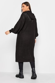 Yours Curve Black Hooded Longline Cardigan - Image 2 of 4