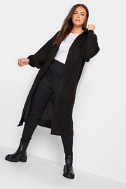 Yours Curve Black Hooded Longline Cardigan - Image 3 of 4