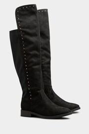 Yours Curve Black Extra Wide Over The Knee Boots With Stud Detail - Image 3 of 5