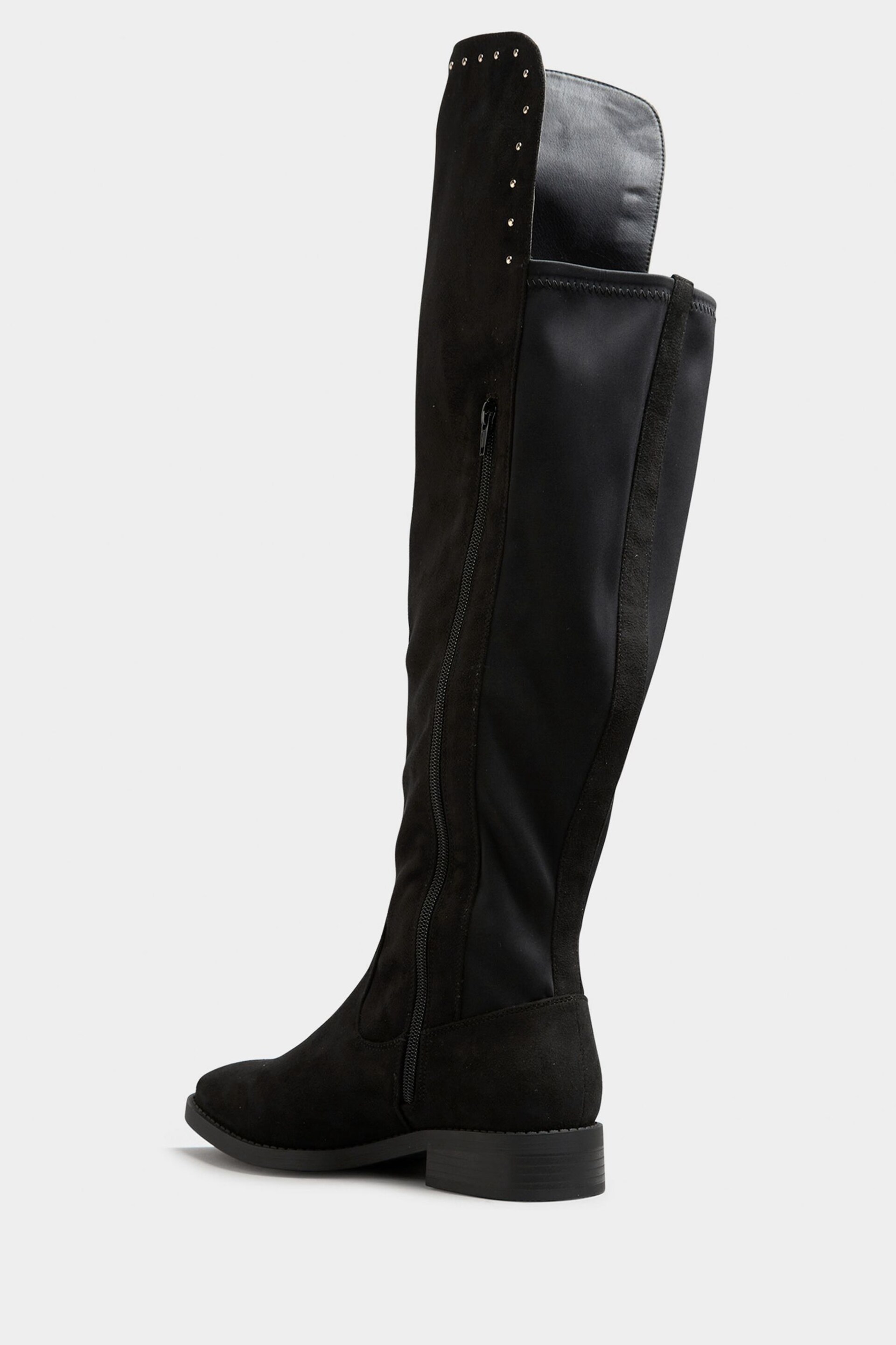 Yours Curve Black Extra Wide Over The Knee Boots With Stud Detail - Image 4 of 5