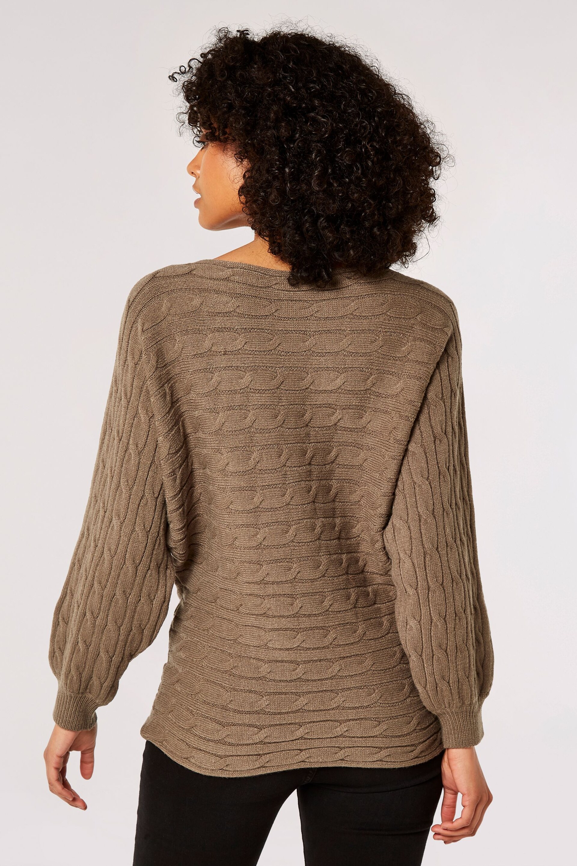 Apricot Green Aran Stripe Batwing Knit Jumper - Image 2 of 5