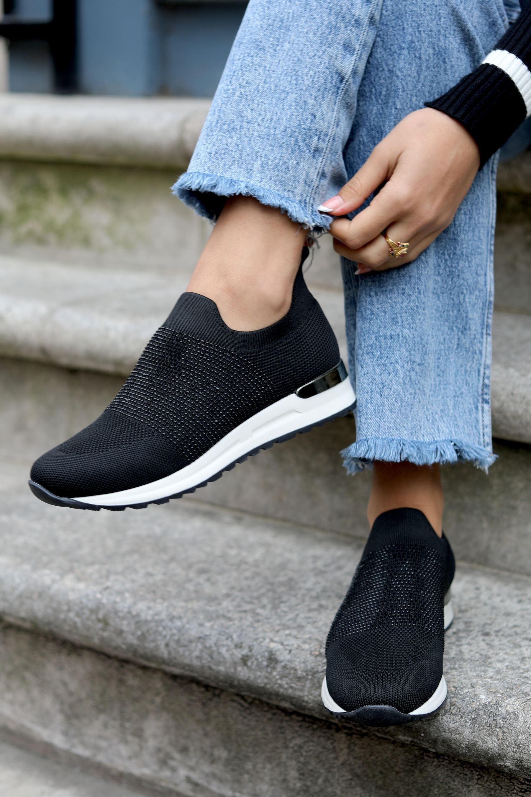 Buy Linzi Black Storme Trainers with Diamante Embellishment from Next Luxembourg