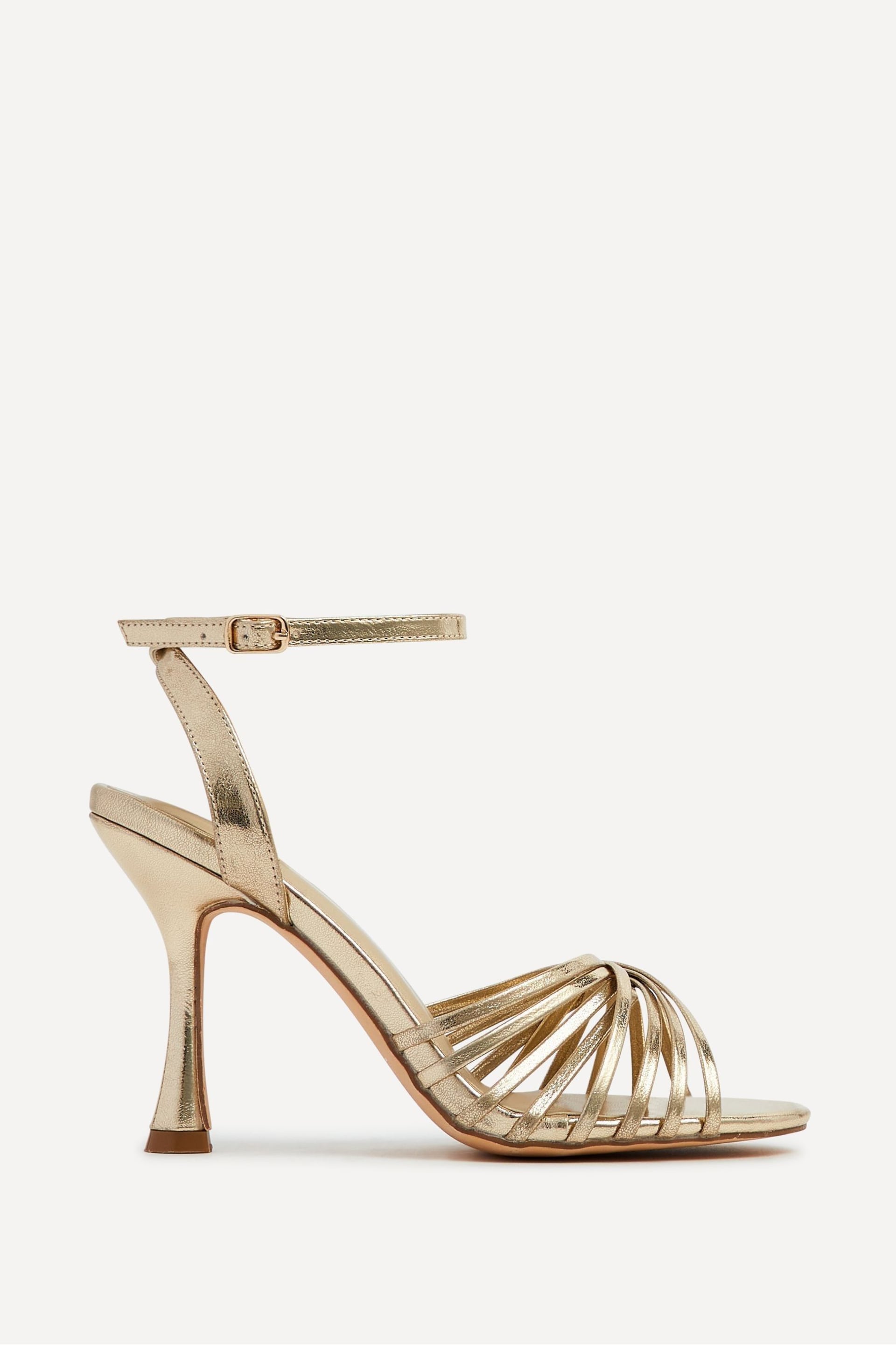 Linzi Gold Fleur Heeled Sandals With Flared Stiletto - Image 2 of 5