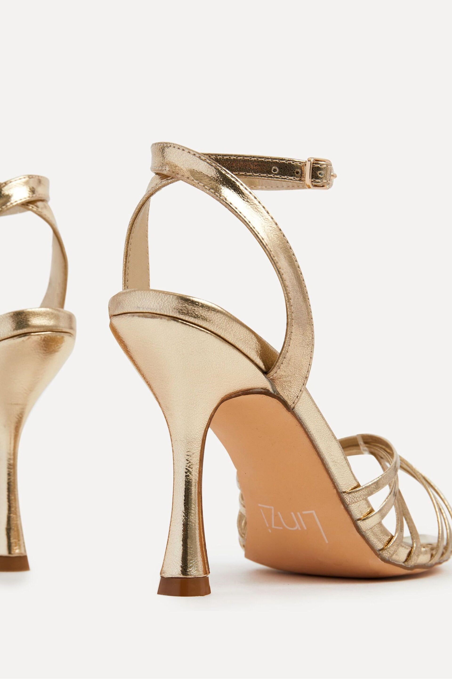 Linzi Gold Fleur Heeled Sandals With Flared Stiletto - Image 5 of 5