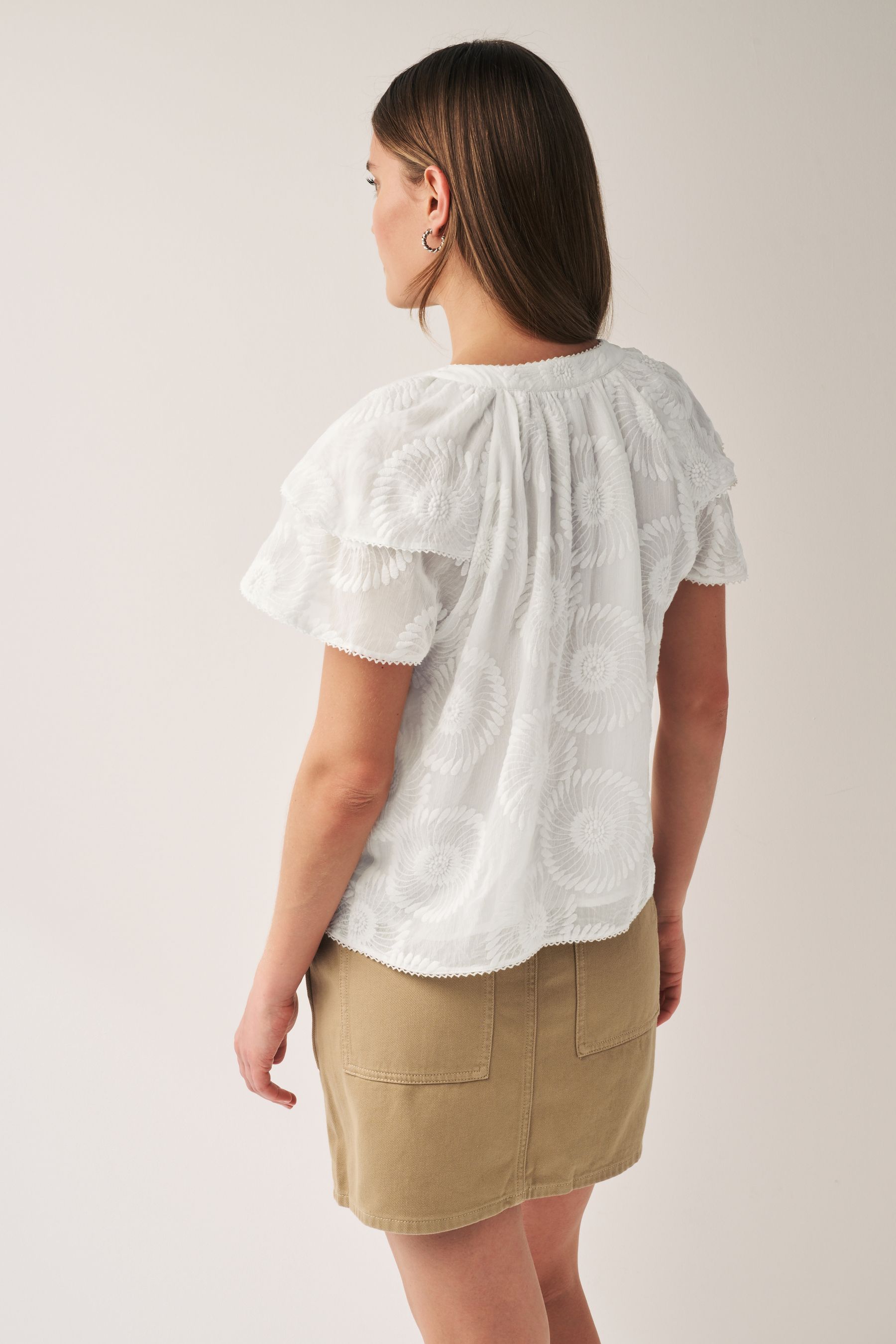 Bila double sleeve ruffle blouse cheap