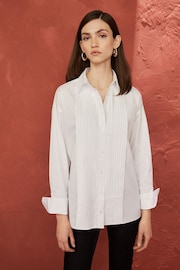 White Premium Pleated Long Sleeve Shirt - Image 3 of 8