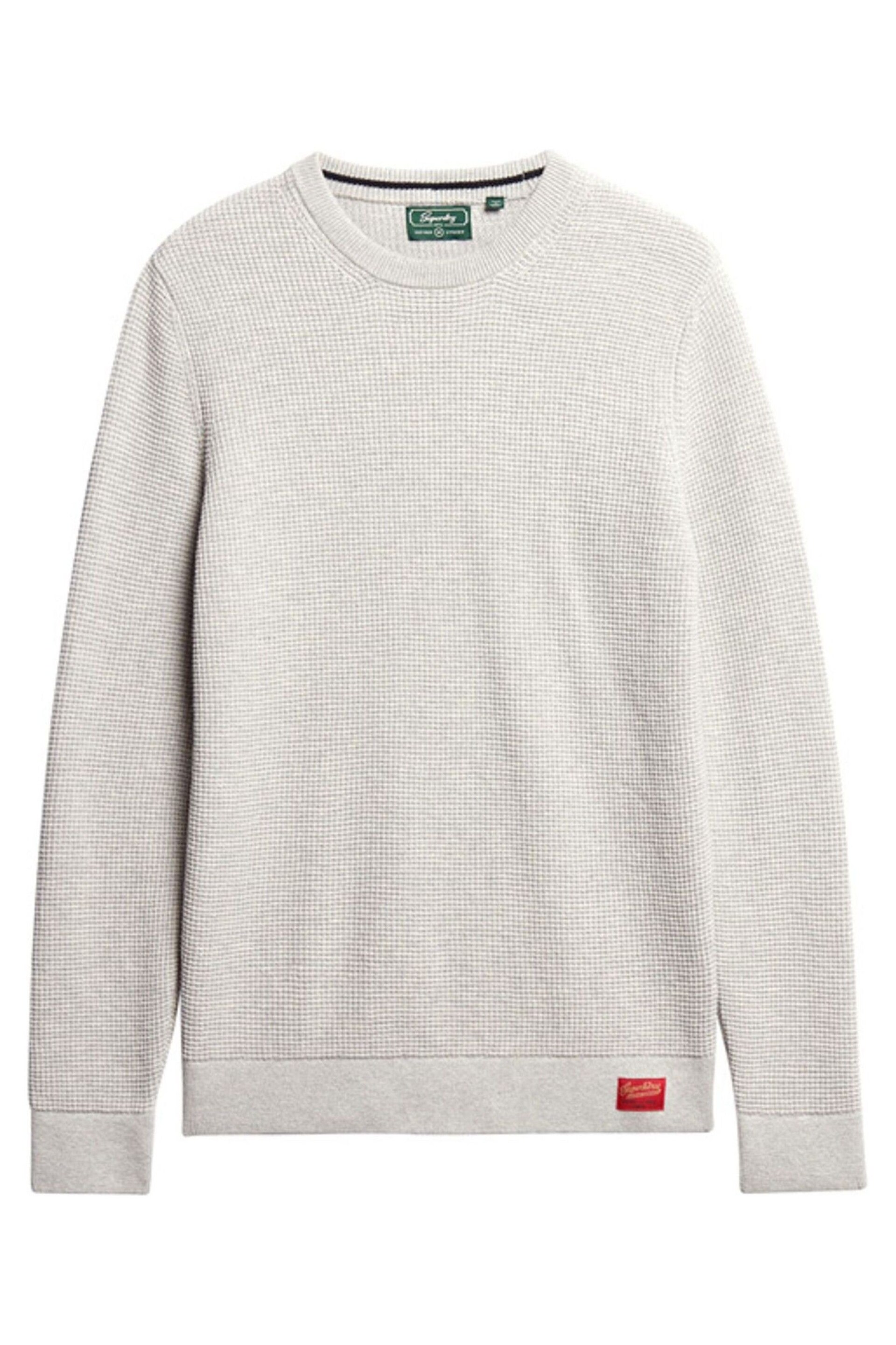 Superdry Grey Textured Crew Knit Jumper - Image 1 of 3