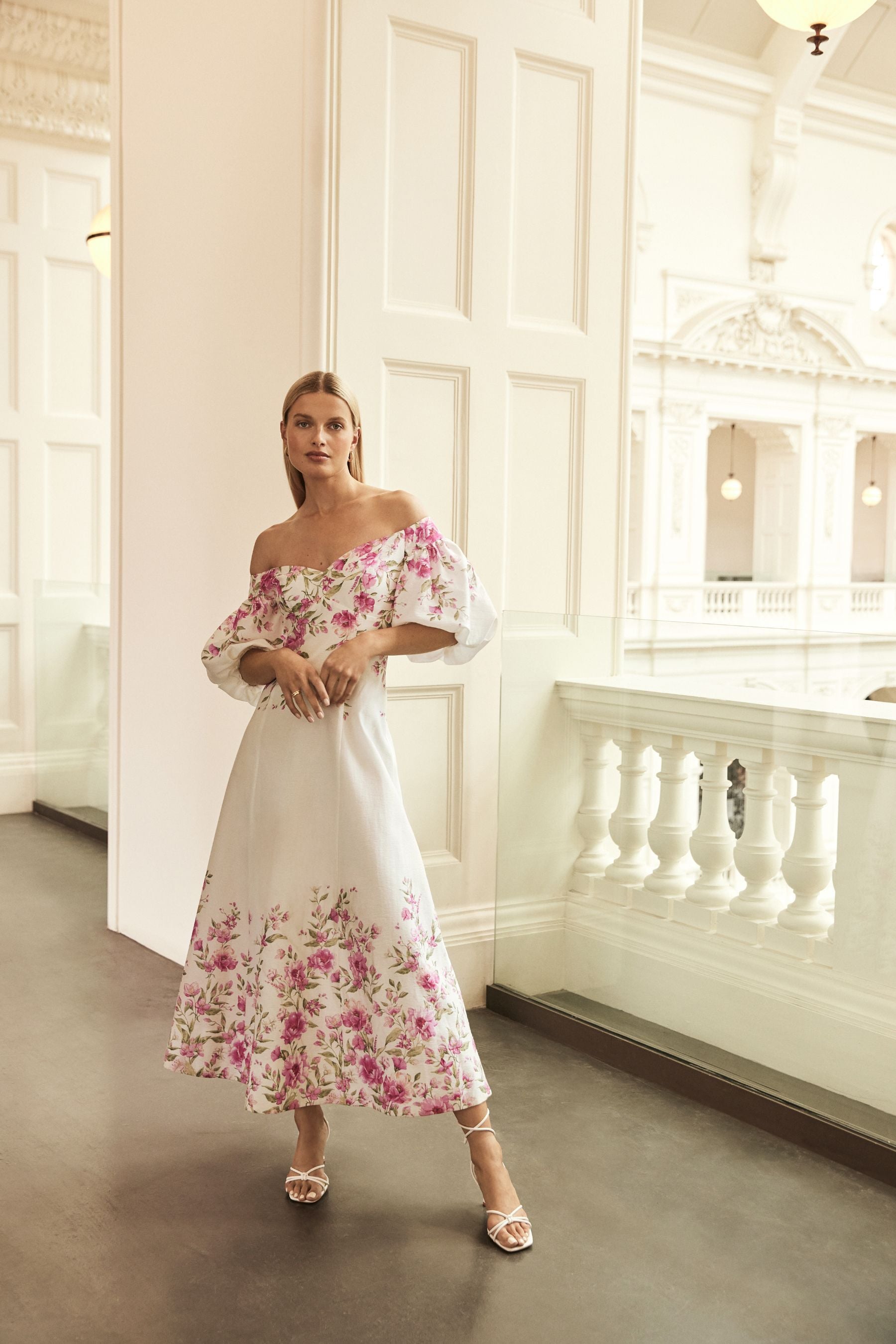 Buy Forever New White Lisa Marie Off Shoulder Maxi Dress from Next Luxembourg