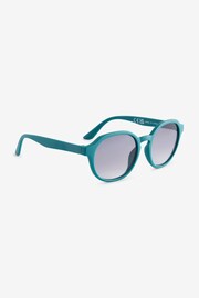 Petrol Blue Round Frame Sunglasses - Image 1 of 3