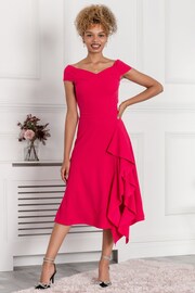 Jolie Moi Pink Desiree Frill Fit & Flare Dress - Image 1 of 5