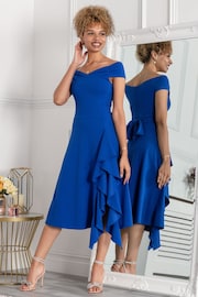 Jolie Moi Cobalt Blue Desiree Frill Fit & Flare Dress - Image 3 of 5