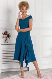 Jolie Moi Teal Blue Desiree Frill Fit & Flare Dress - Image 5 of 5