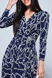 Jolie Moi Blue Chain Print Long Sleeve Maxi Dress - Image 5 of 5