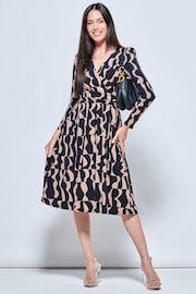 Jolie Moi Brown Long Sleeve Calla Jersey Wrap Dress - Image 1 of 5