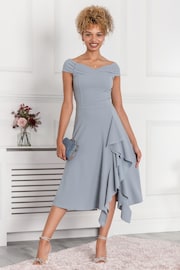 Jolie Moi Grey Desiree Frill Fit & Flare Dress - Image 5 of 5