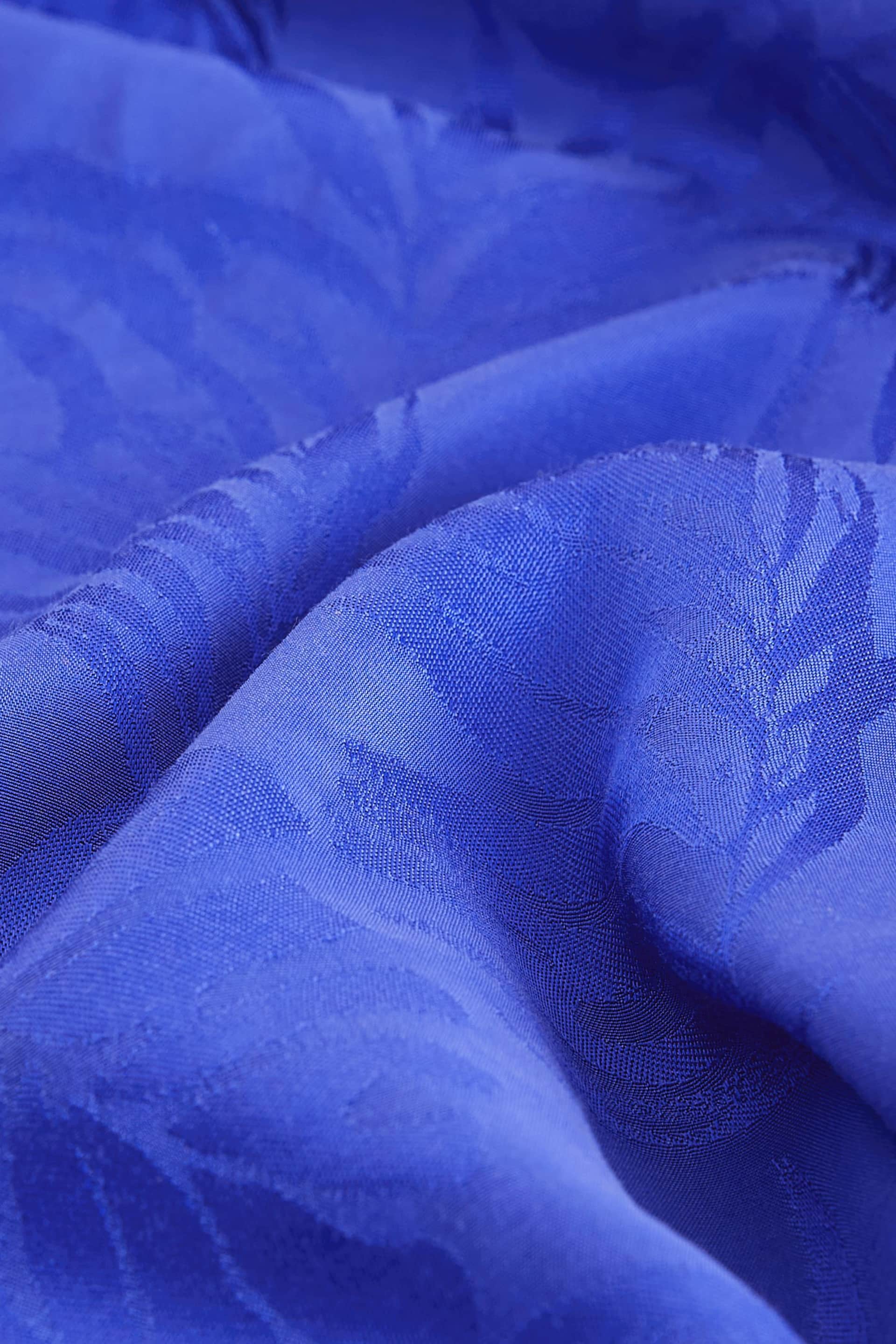 Cobalt Blue Twist High Neck Long Sleeve Jacqaurd Maxi Dress - Image 6 of 6