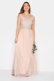 Long Tall Sally Pink V-Neck Beaded Maxi Dress - Image 1 of 4