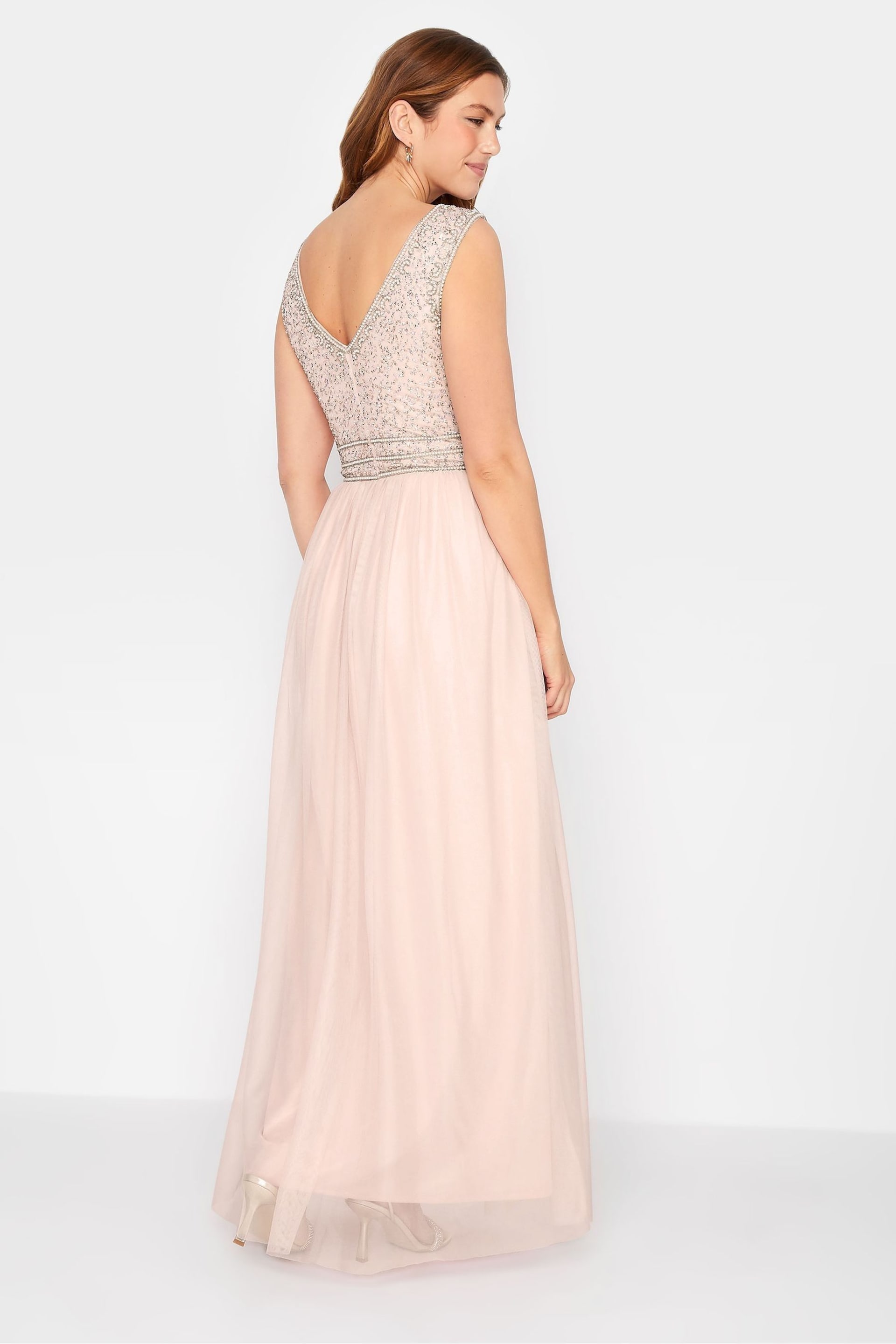 Long Tall Sally Pink V-Neck Beaded Maxi Dress - Image 2 of 4